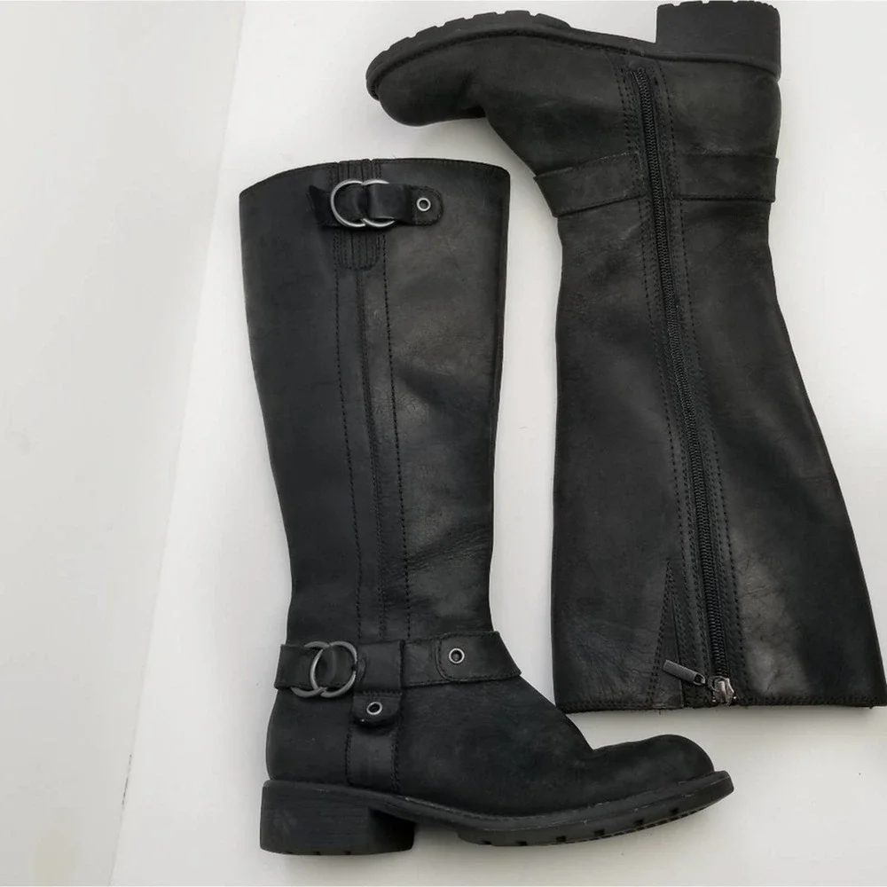 Clarks Orinocco Black Leather Tall Boots Size 6M